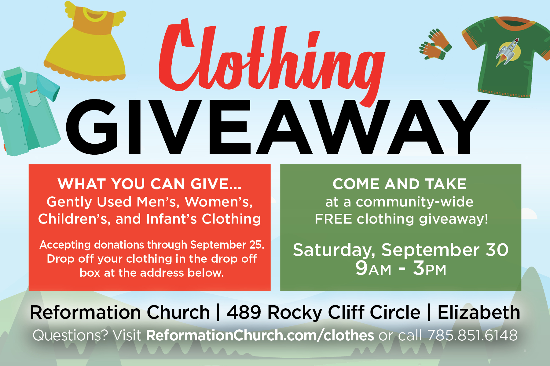 Community of Elizabeth Fall 2023 Clothing Giveaway - Reformation Church ...